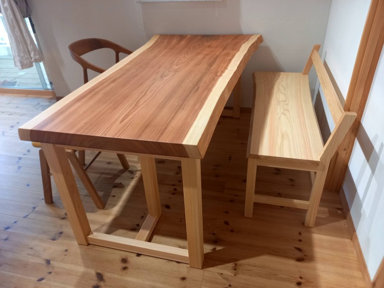 杉一枚板　テーブル＆ベンチ　